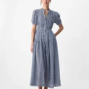 Gap x DOEN Blue Gingham Maxi Dress